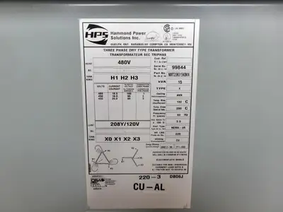 USED HAMMOND POWER SOLUTIONS INC. NMT20K015KBKN