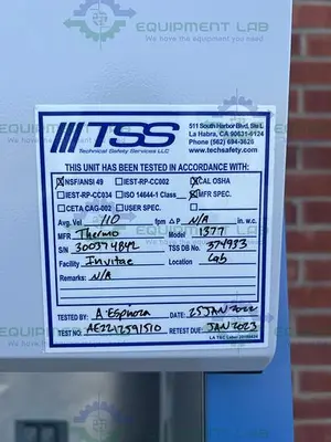 USED THERMO SCIENTIFIC 1300 SERIES TYPE A2 BIOLOGICAL SAFETY CABINET 6FT, MFG 2019