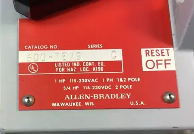 ALLEN BRADLEY 600-TEX9 / C Manual Starting Switch 4B