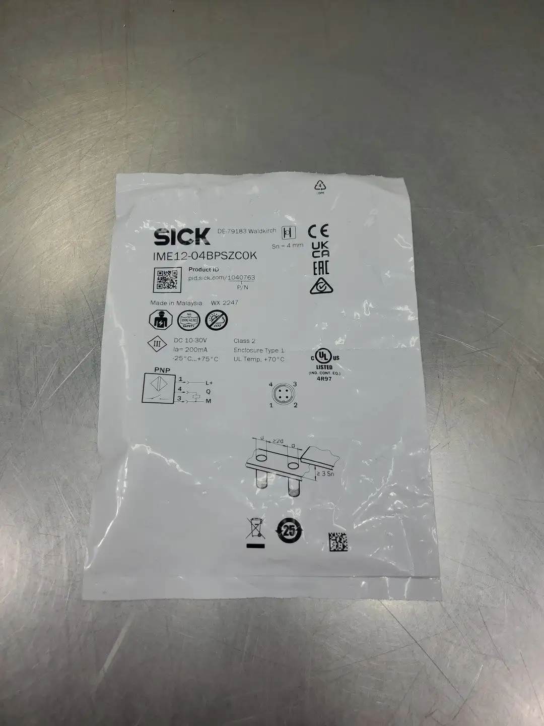 SICK IME12-04BPSZC0K Inductive Proximity Sensor, 10-30VDC. 5E-5/9