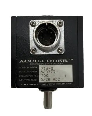 USED ACCU-CODER 716-0 INCREMENTAL SHAFT ENCODER 7160