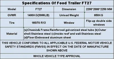 77 in Billy Food Vending Trailer Mobile Concession Both windows FT27