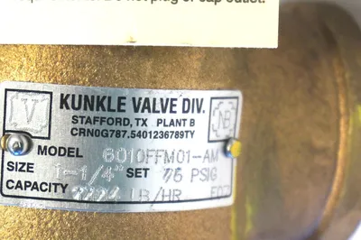 NEW KUNKLE 6010FFM01-AM0075 RELIEF VALVE 6010FFM01AM0075