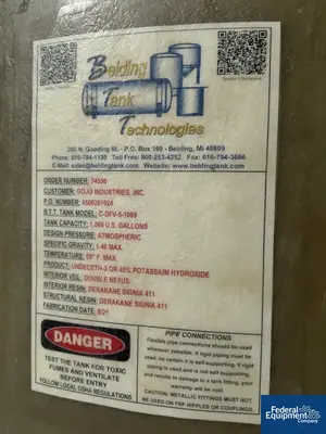 NEW Belding Tank Technologies 1,069 Gal Belding Tank Technologies, FRP