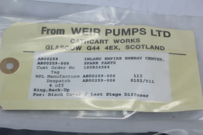 New | in-Stock Weir Pumps LTD AB00259 Pump & Valve Parts California US | Davliegogo LLC #1705266
