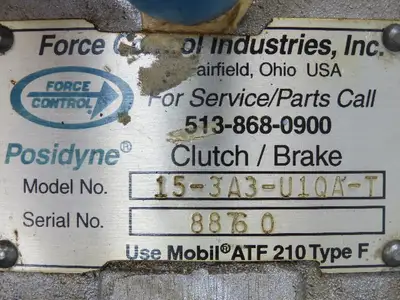 Force Control Posidyne 15-3A3-U1QA-T Pneumatic Clutch Motor Brake 143/145TC