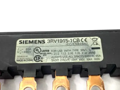 USED SIEMENS BUSBAR 3-PHASE 600VAC 65A
