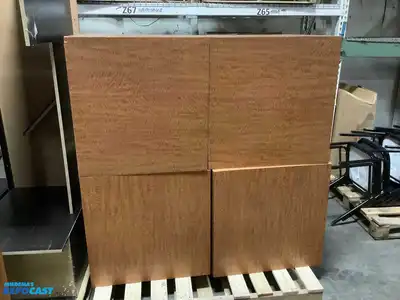 Lot of (4) Wood-Veneered Particleboard Display Cubes, Solid 2x4 Frame, All Measuring 26.25”x27”x27”