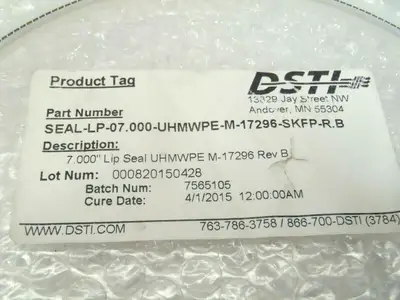 SEAL-LP-07.000-UHMWPE-M-17296-SKFP-R.B | DSTI  Lip Seal 7" - New