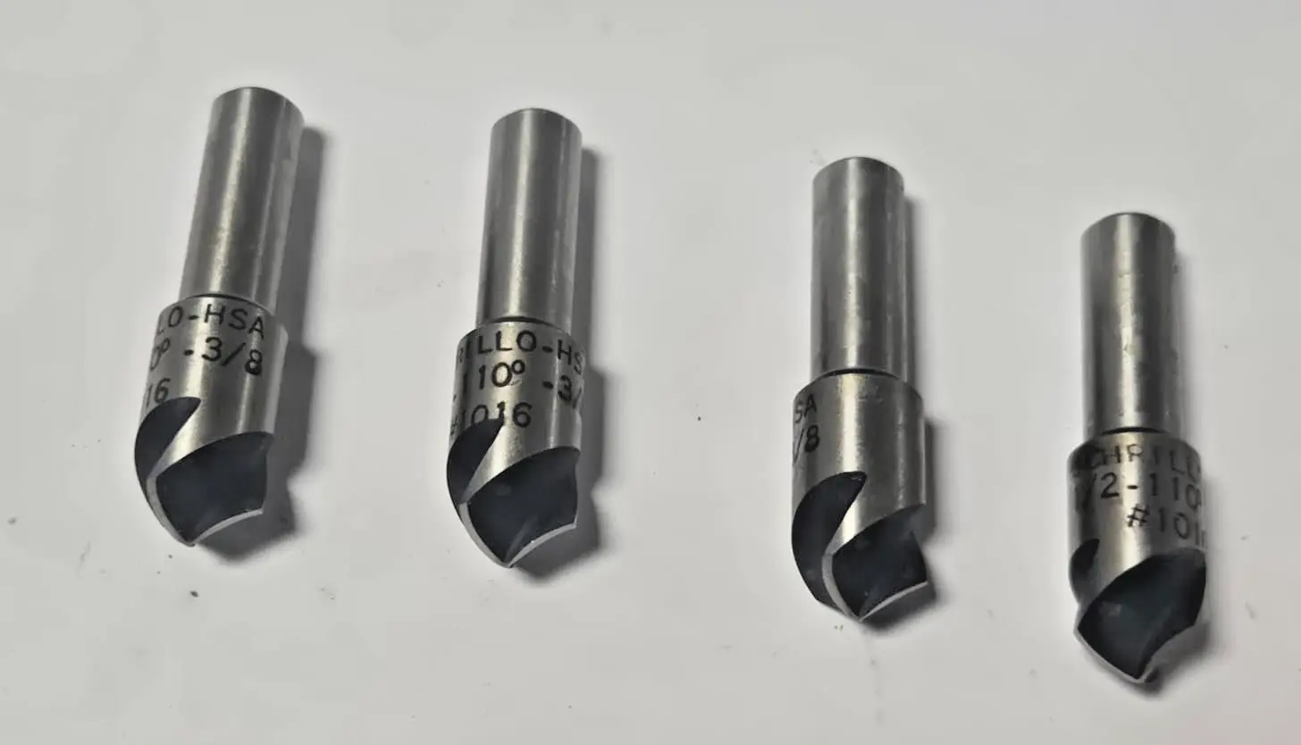 Schrillo 1/2 High Speed Steel 110 Degree 3/8 Countersink #1016 USA Lot of 4