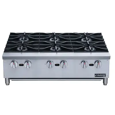 New | in-Stock Dukers New Dukers DCHPA36 Hot Plate with 6 Burners Hot Plates Illinois US | Falcon Restaurant Supply #1376247