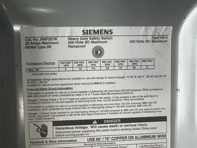 Used SIEMENS HNF361R Misc Electrical & Power Parts South Carolina US | ESS Industrial Equipment Sales #1425712