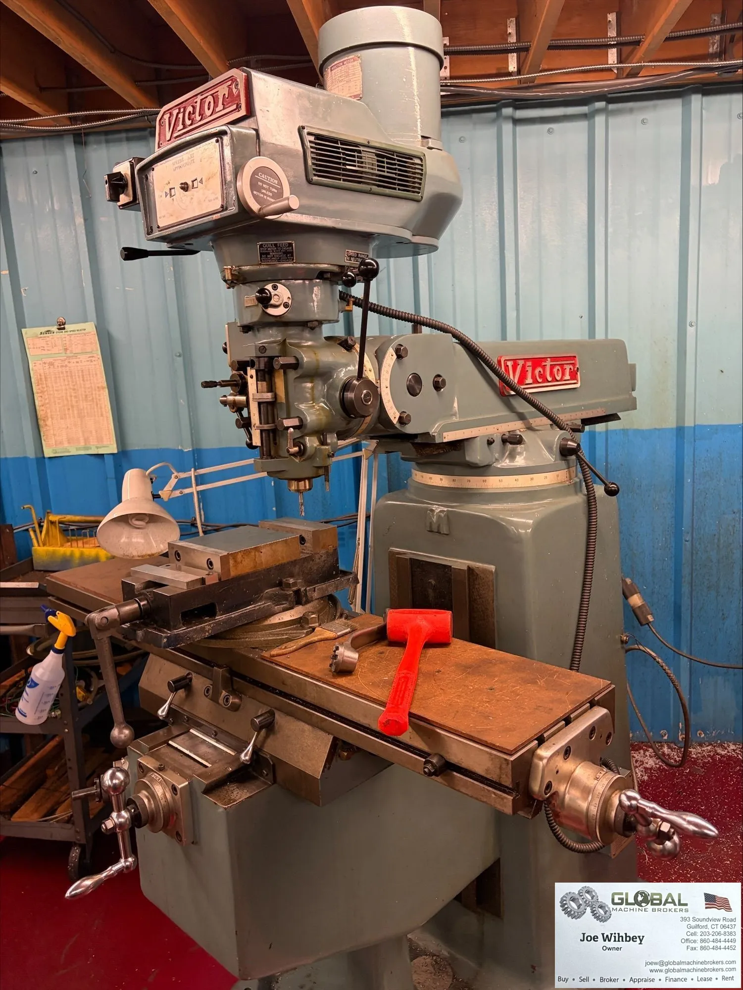 Victor 3 axis 9x49 Manual Milling Machine with Vice Electronic Varispeed