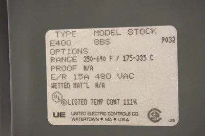 NEW UNITED ELECTRIC E400-8BS TEMPERATURE SWTICH E4008BS
