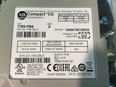 Used 2018 ALLENBRADLEY 1769PB4 PLC Power Supplies Ohio US | HGR 24 #1507627