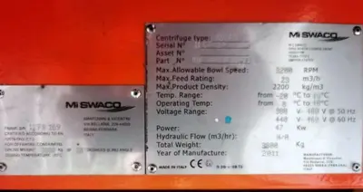 (2) Swaco CD 518 HV FHD oilfield decanter centrifuges, Duplex SS.