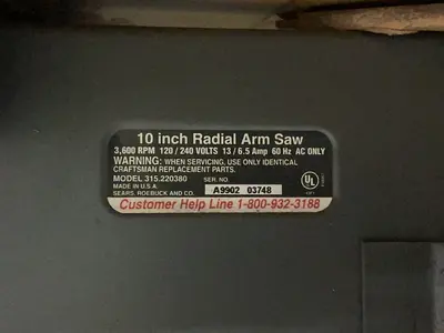 Used CRAFTSMAN 315.220380 Woodworking Radial Arm Saws Ohio US | HGR 24 #1411943