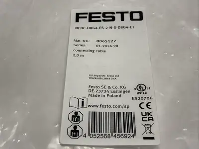 NEBC-D8G4-ES-2-N-S-D8G4-ET | Festo  Connecting Cable M/F M8 4-Pin 5M 8065127 - New Other