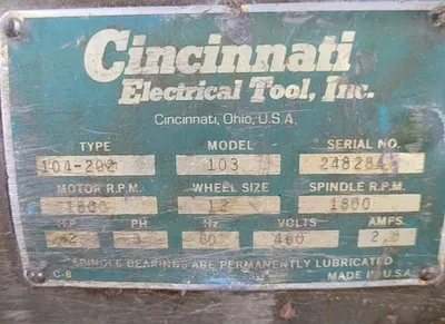 CINCINNATI 103 Grinders, Pedestal | Machinery Central (7)