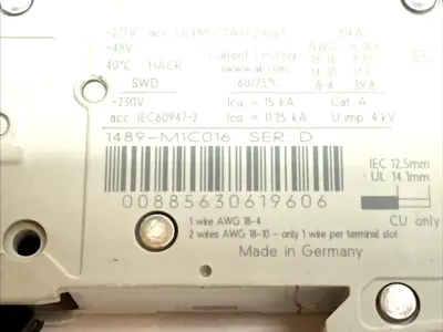 USED ALLEN-BRADLEY C-CURVE 1P MINIATURE CIRCUIT BREAKER 1.6A