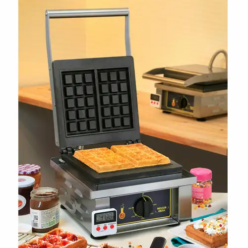 Equipex GES10/1 Single Brussels Waffle Maker w/ Cast Iron Grids, 1750W