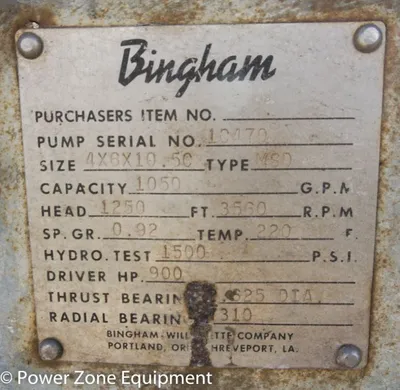 USED SULZER BINGHAM 4X6X10.5C MSD