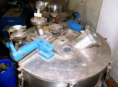 Ellerwerk/Heine 40 x 16 gastight perforate basket centrifuge, 316SS.
