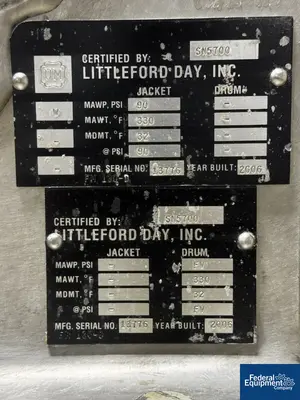 USED Littleford 4.6 Cu Ft Littleford Plow Mixer, S/S, Model FM130D