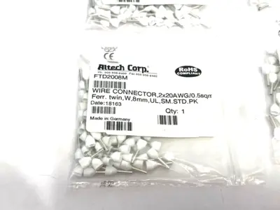 New | in-Stock Altech Insulated Crimp Ferrule 2x20AWG/0.5sqmm 100-PACK, LOT OF 4 Electrical Fittings Michigan US | Maverick Industrial Sales #1390873