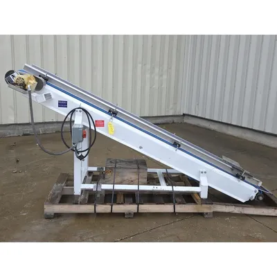 Used 12"W X 10 foot long Smalley Portable Inclined Cleated Belt Conveyor