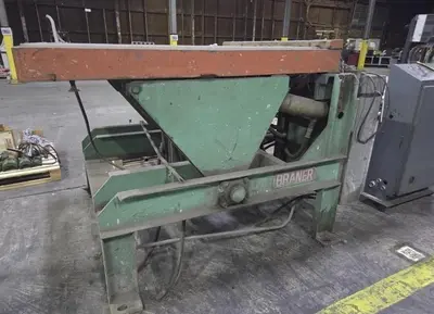 6,000 LB X 48" LBS BRANER HYDRAULIC DOWNLAYER TABLE. STOCK # 0435626