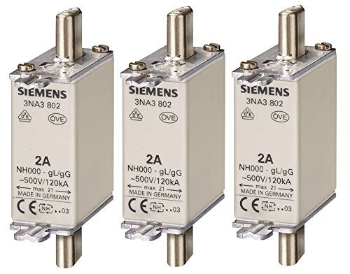 Siemens 3NA3807 LV HRC Fuse Element, 20A, 500VAC/250VDC, Indicator, Pack of 3 [New]