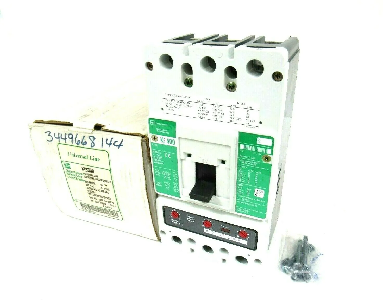 NEW CUTLER HAMMER KI3350 CIRCUIT BREAKER 350A 600VAC