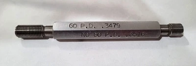 3/8-24 UNF-3B GO & NO GO Thread Plug Gage GO P.D. .3479 & NOGO PD .3516