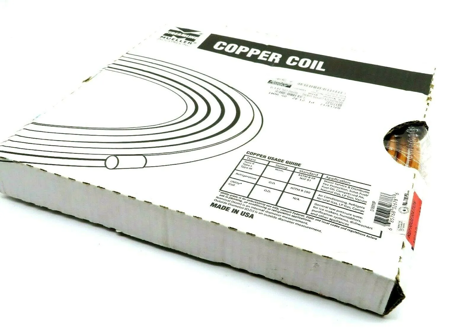 NEW MUELLER D06010P REFRIGERATION COPPER TUBING COIL 3/8" X 10' 65177537