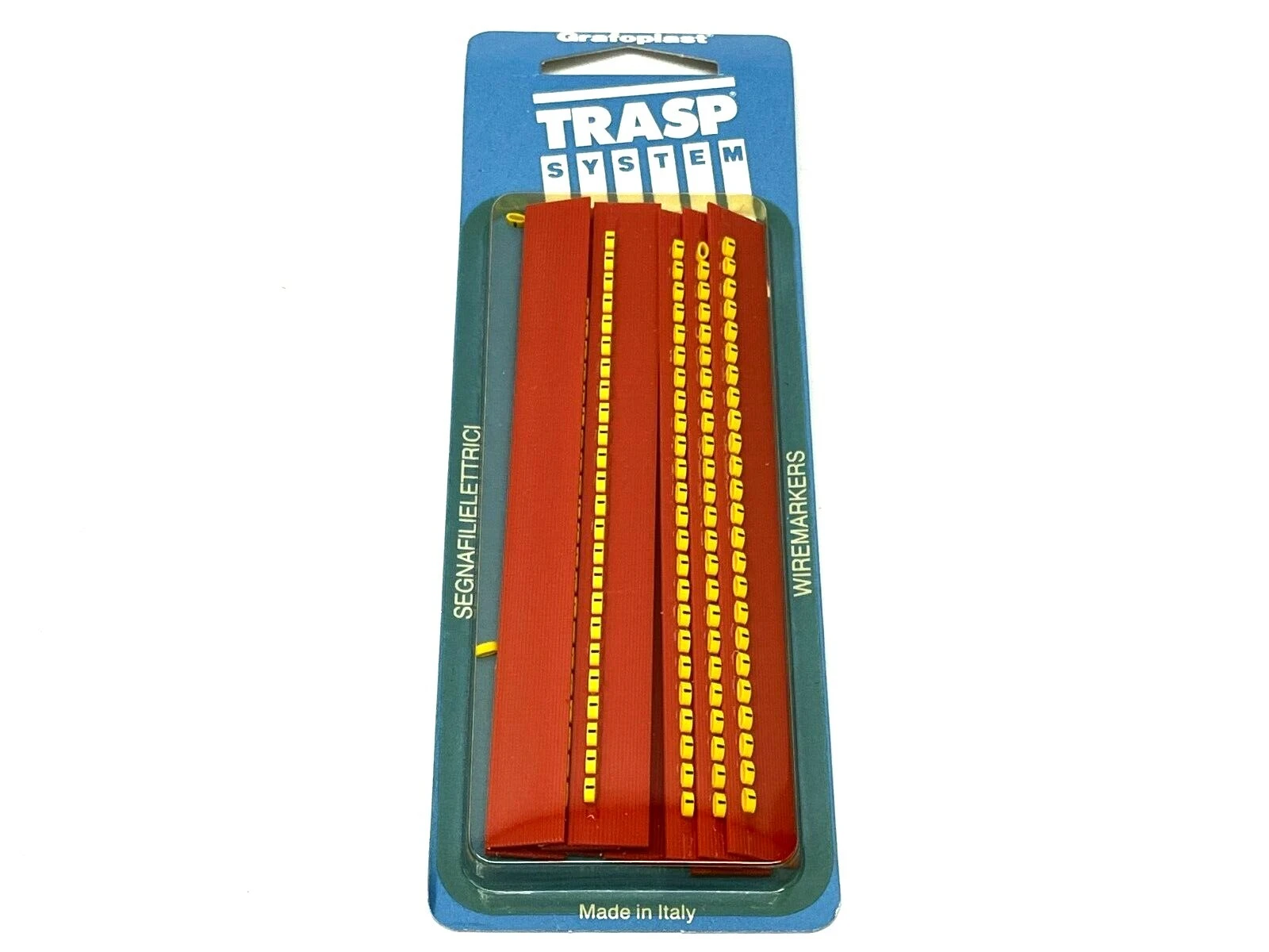 117P81BY | Grafoplast  Trasp System Wire Markers - Black on Yellow 10 Strips - New