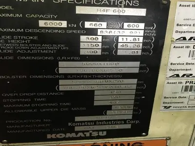 USED KOMATSU H4F-600