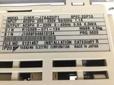 Used YASKAWA CIMR-J7AA20P1 Variable Speed Drives Michigan US | Ideal Machinery #1317008