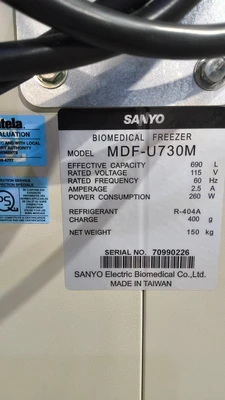 Used SANYO Model MDF-U730M Processing (misc) South Carolina US | ISP Equipment Group #1319065