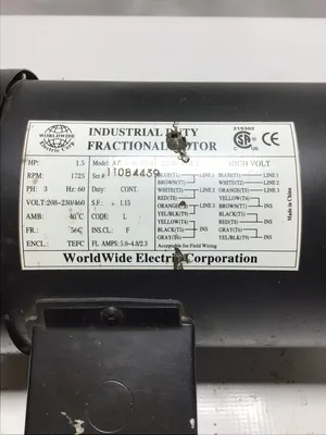 WorldWide Electric AT1.5-18-56CB Industrial Duty Fractional Motor 3PH 1.5HP