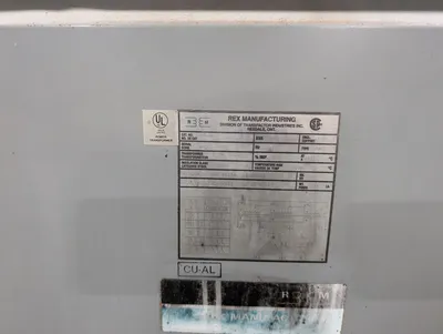 Rex Manufacturing B40HS/7 40 KVA Dry Type Transformer 460 Delta - 230Y/133 Tested