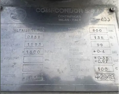 1993 COMI-CONDOR CF-400 Centrifuge Horiz. Basket Pusher Or Peeler | Perry Equipment (2)