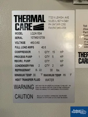 USED Thermal Research 15 Ton Thermal Care Chiller, Air Cooled, Model LQ2A1504