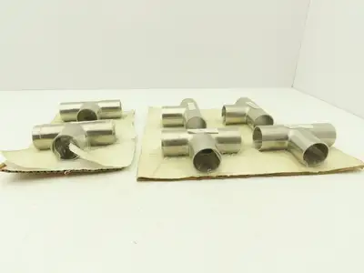 1-1/2" OD Butt Weld Vacuum Tee Stainless Steel Satin Finish A = 2.25" Lot of 6