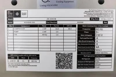 Used 2020 KOOLANT KOOLERS JHI-2000-M Chillers Georgia US | The Equipment Hub #369980