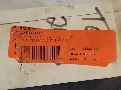 Steel Shear Wear Plate, 28-1/2" x 6" x 1"