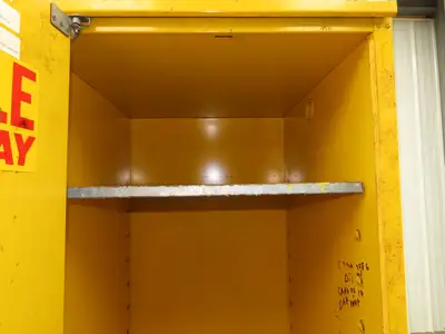 Eagle Flammable Liquid Safety Cabinet Yellow Bi Fold Door 60 Gal Self Closing