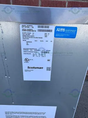 USED SCOTSMAN UF1415A-1A UNDERCOUNTER AIR-COOLED FLAKE ICE MAKER W/ BIN
