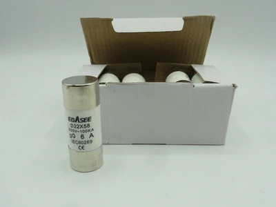 Box of (10) EBASEE R017 Fuses, 22x58mm, 500V-100KA, gG 6A, IEC60269 *NEW*