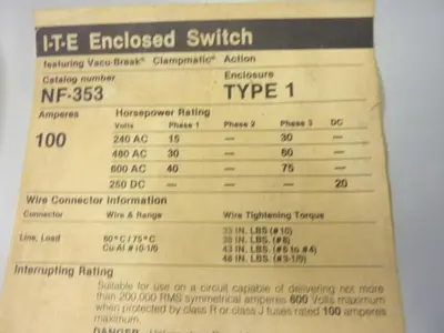 USED ITE SIEMENS NF353